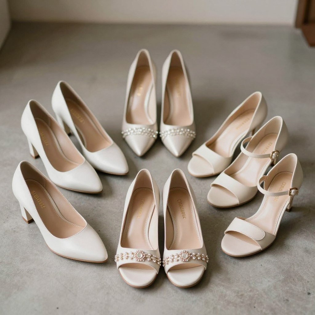 Wedding guest shoes including heels and elegant flats