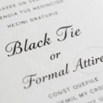 Wedding invitation with formal dress code highlighted