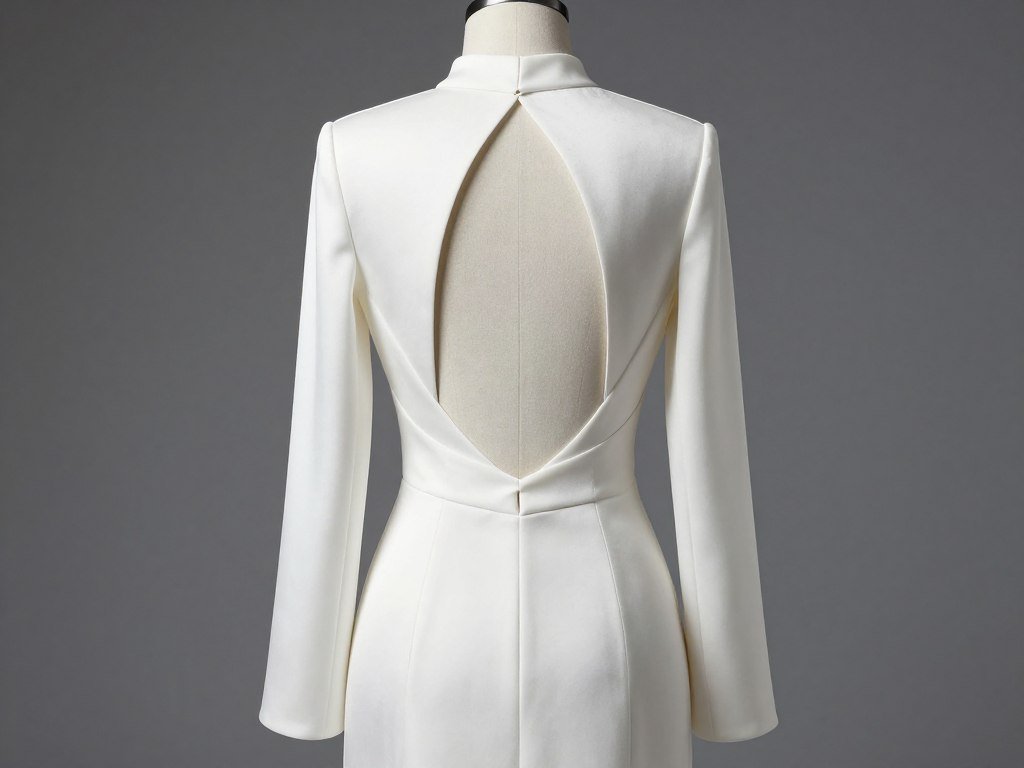 White graduation dress with elegant open back design