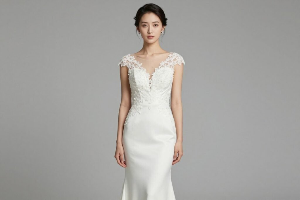 Woman in perfectly styled wedding guest outfit