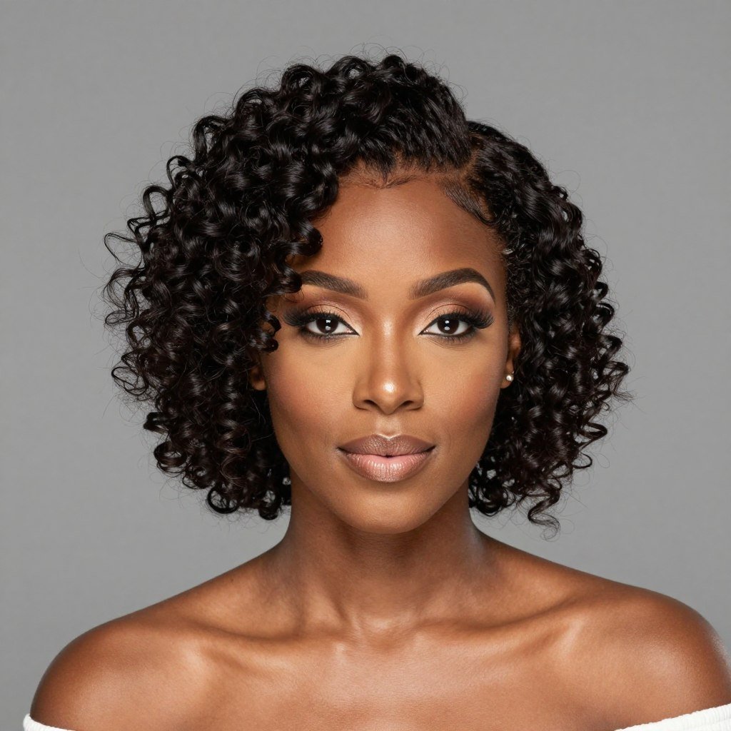 Woman with defined natural curls hairstyle for wedding guests