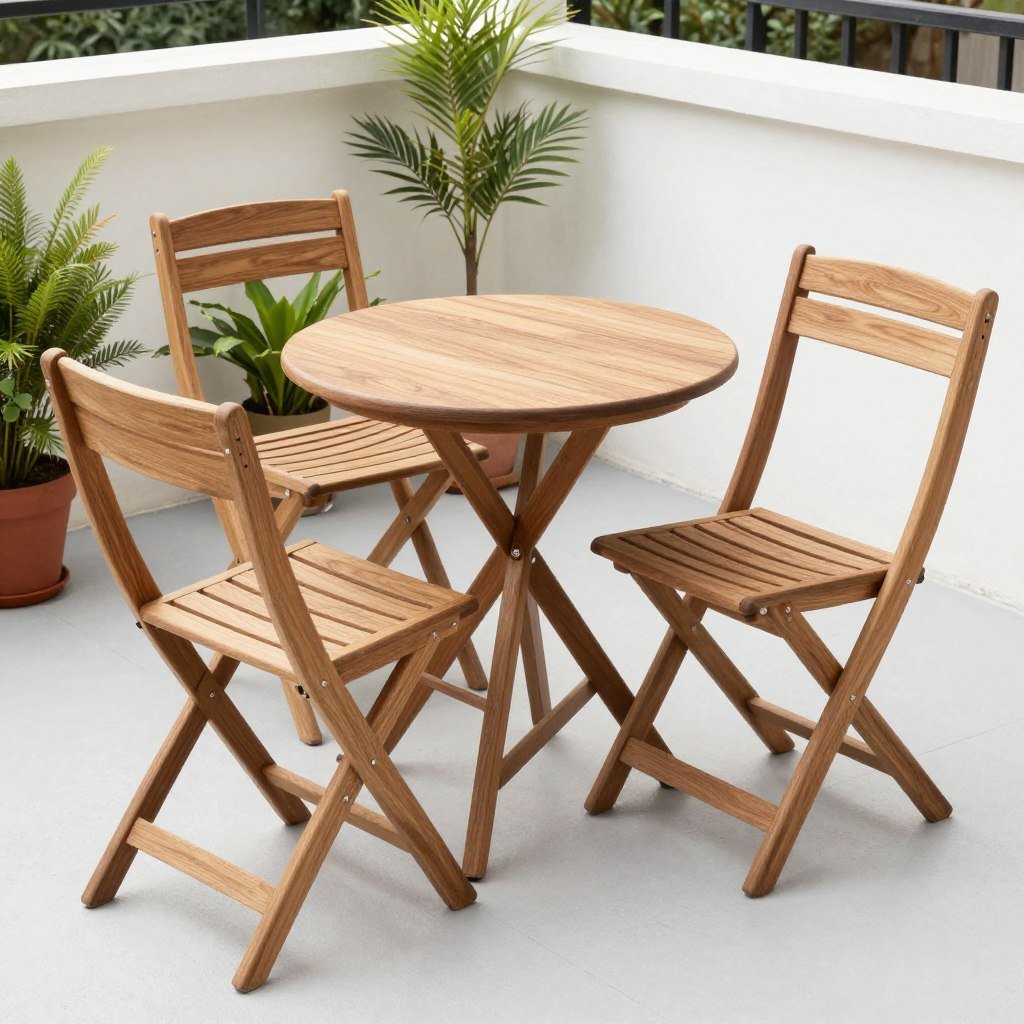Wooden folding bistro set made from acacia wood