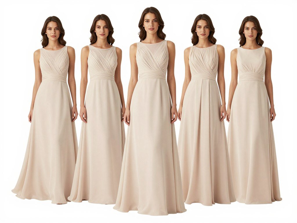 A-line neutral bridesmaid dress for mix and match bridal party