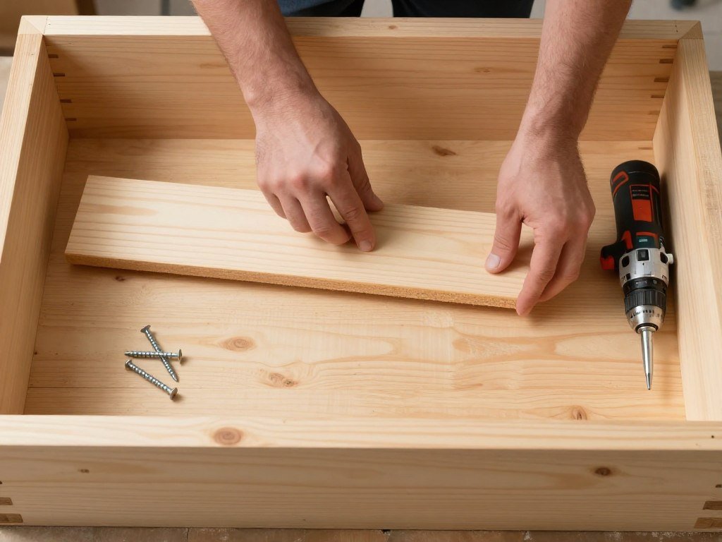Adding bottom boards to the cedar planter with drainage gaps Adding bottom boards to the cedar planter with drainage gaps