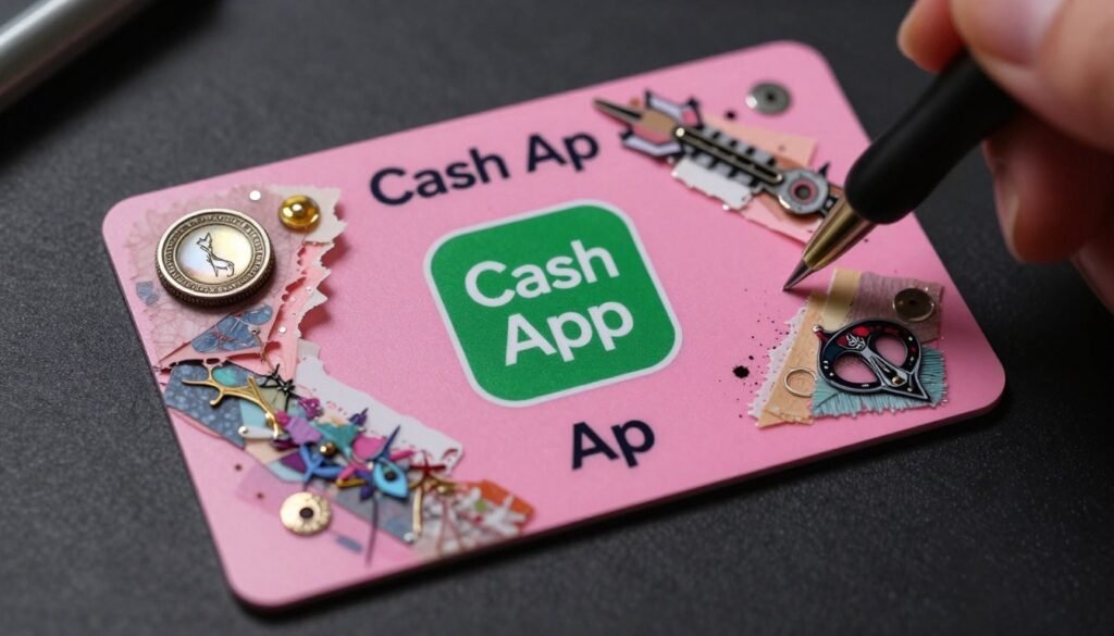 Advanced customized pink cashapp card with multiple techniques