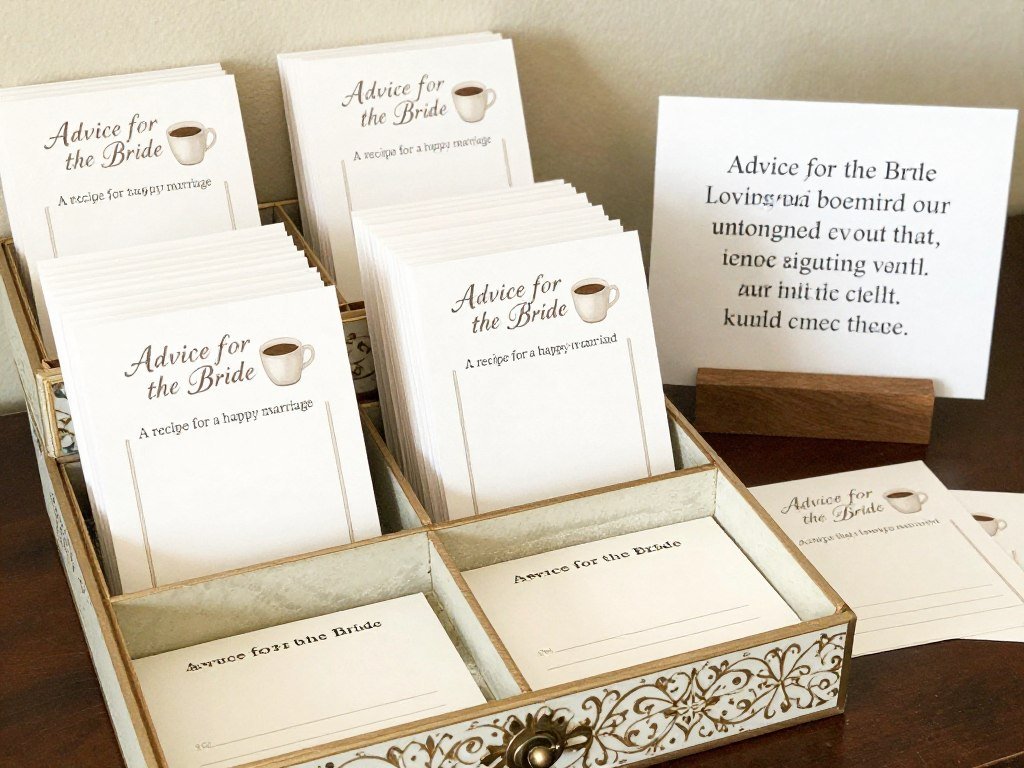 Advice for the bride cards with coffee cup design for love is brewing bridal shower activity