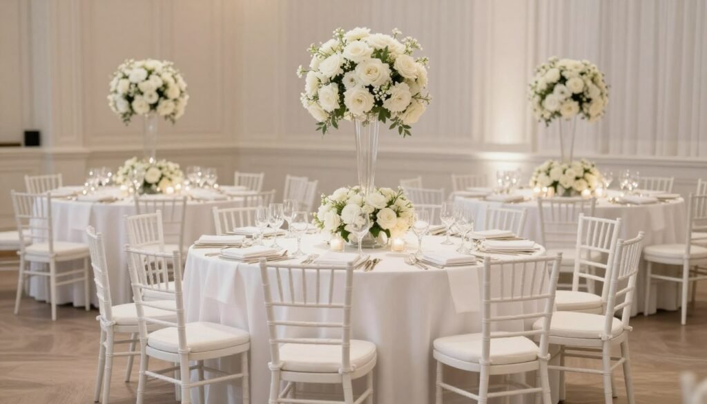 All-white elegant wedding reception