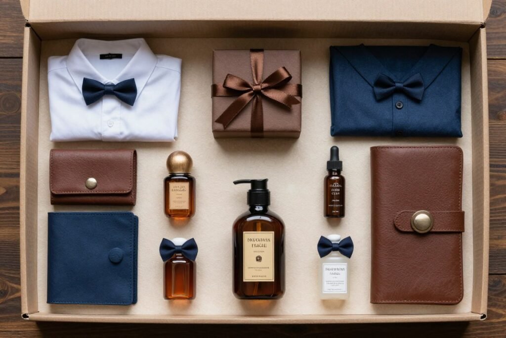 Arranged groomsmen gift box contents Arranged groomsmen gift box contents