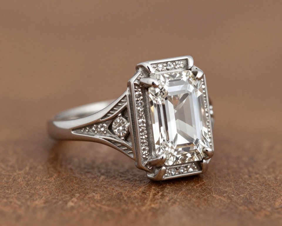 Art Deco engagement ring with geometric patterns Art Deco engagement ring with geometric patterns