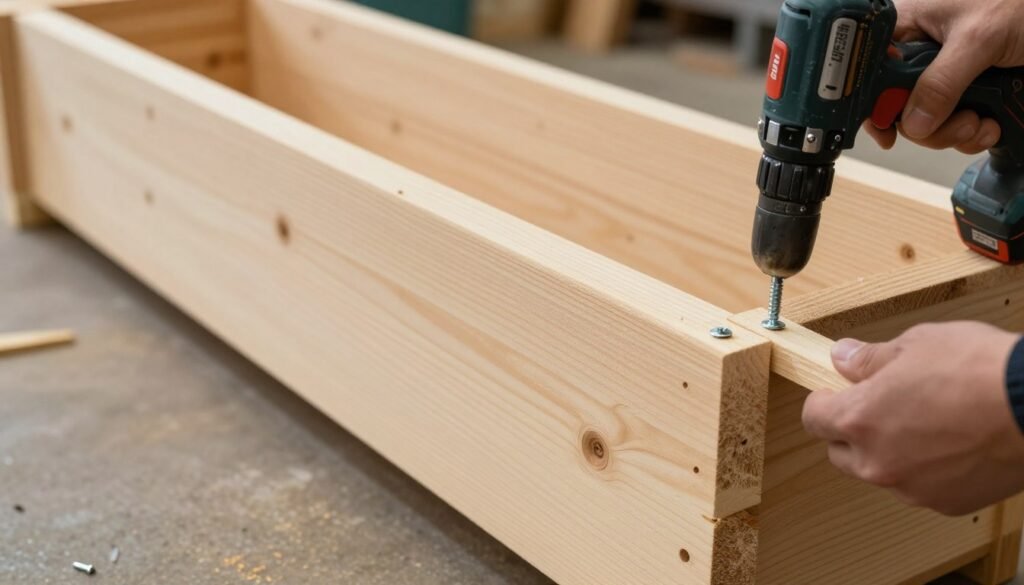 Assembling the long sides of the planter box