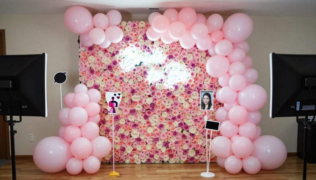 Bachelorette party photo backdrop with props and decorations Bachelorette party photo backdrop with props and decorations