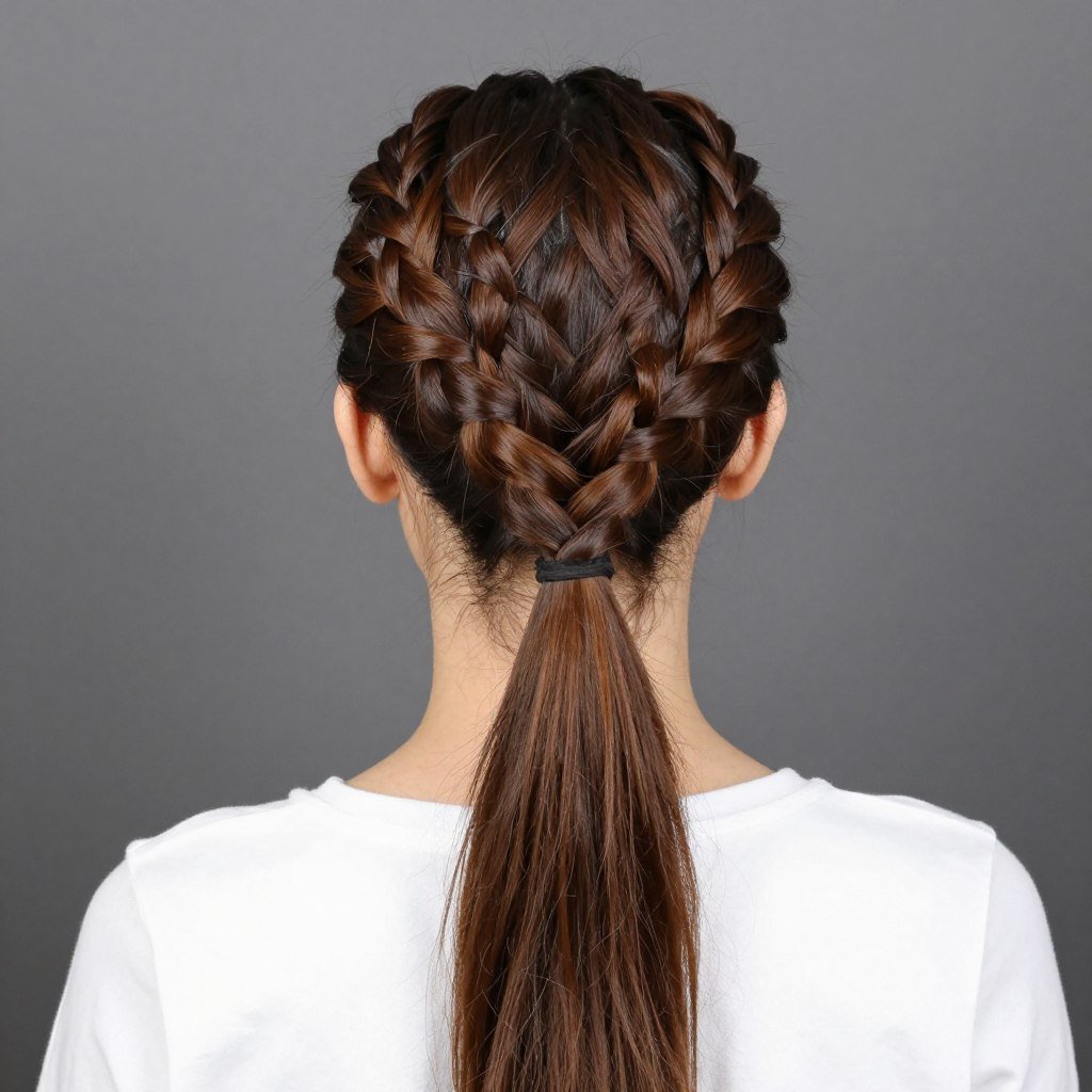 Back view of double Dutch braids