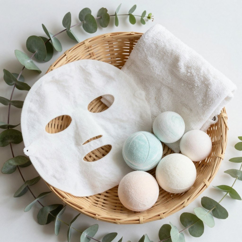 Bath bombs and spa items in basket