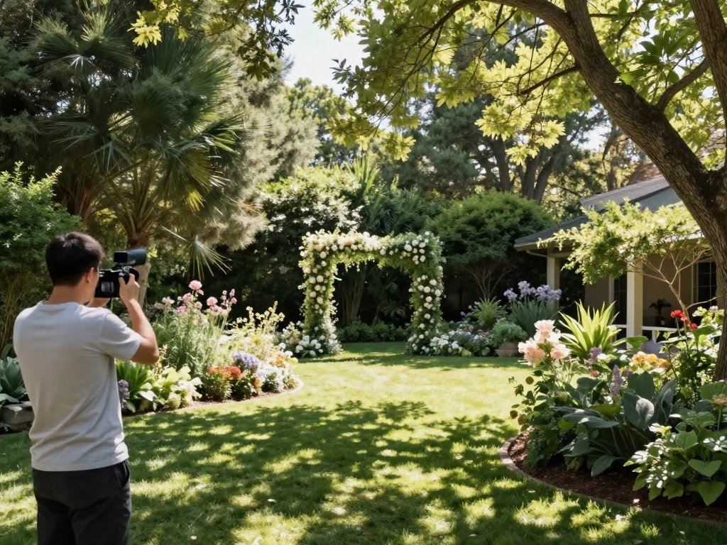 Beautiful backyard location for wedding photos