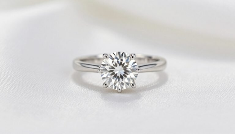 Beautiful proposal ring with diamond center stone on elegant display