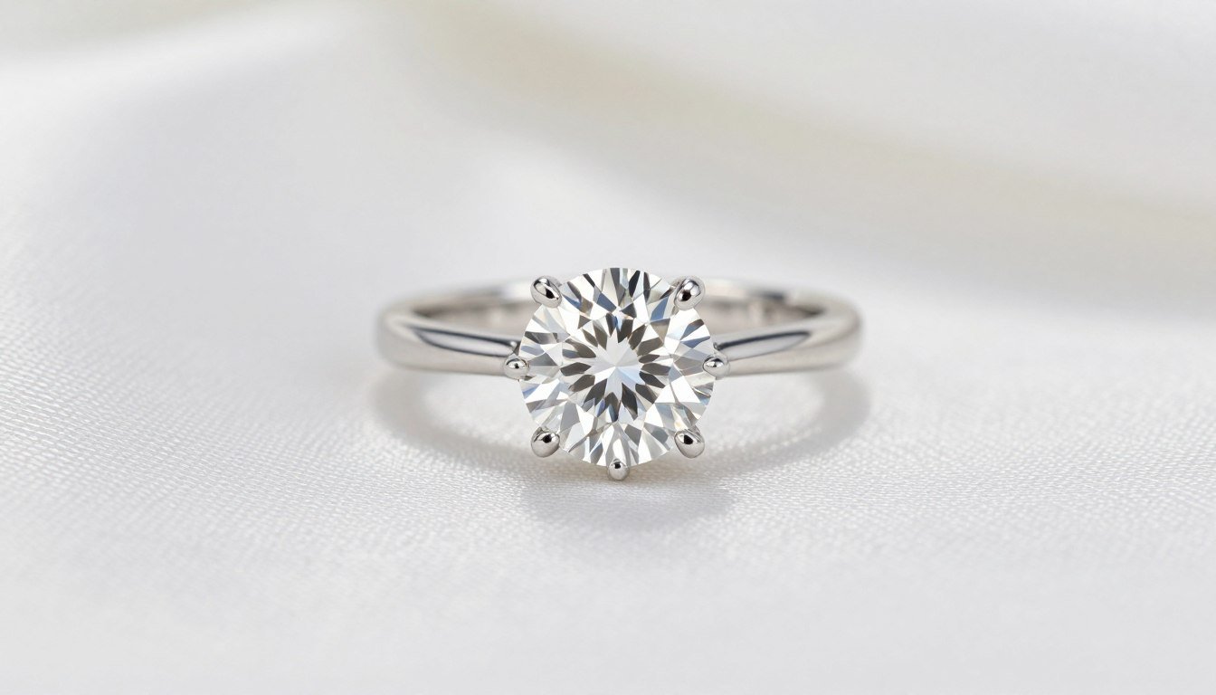 Beautiful proposal ring with diamond center stone on elegant display