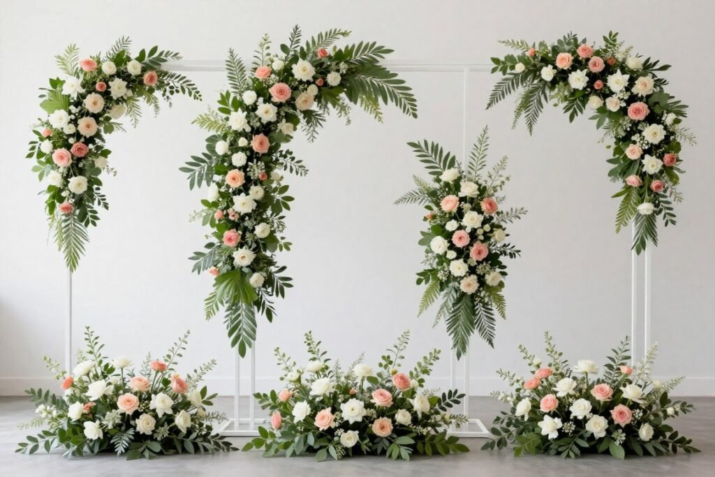 Beautiful wedding floral arrangements in various styles