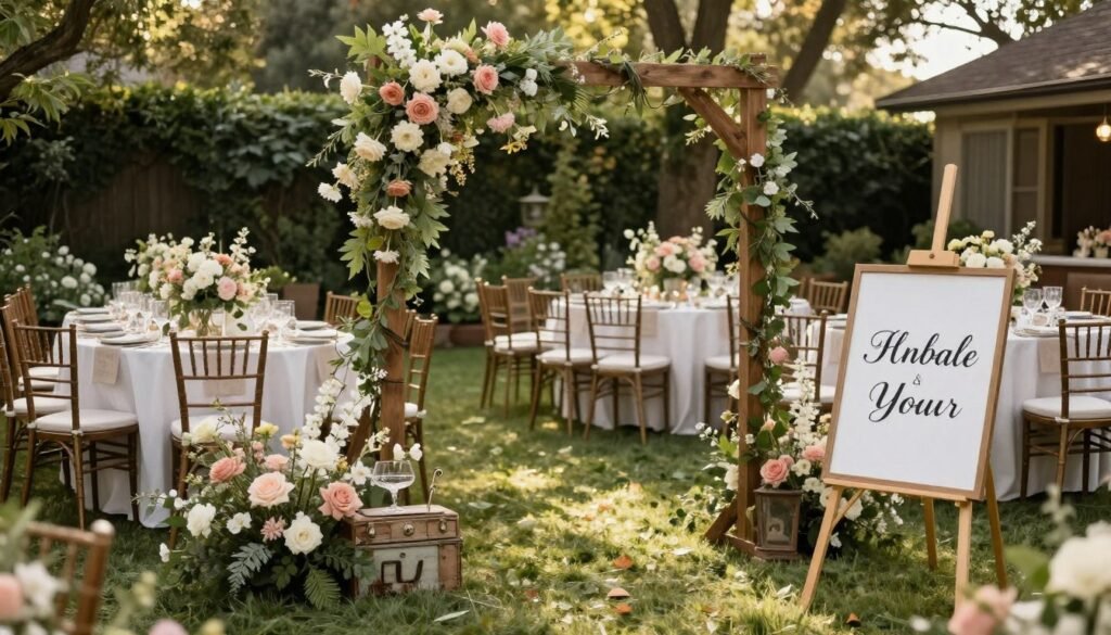 Beautifully decorated backyard wedding with personal touches