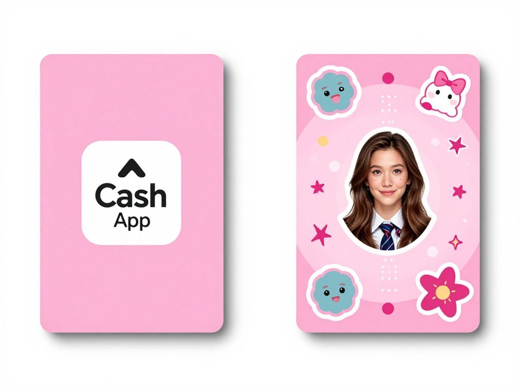 Before and after comparison showing plain pink cashapp card versus customized pink cash app card