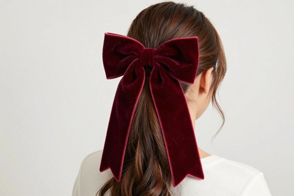 Birthday hairstyle with ribbon bow