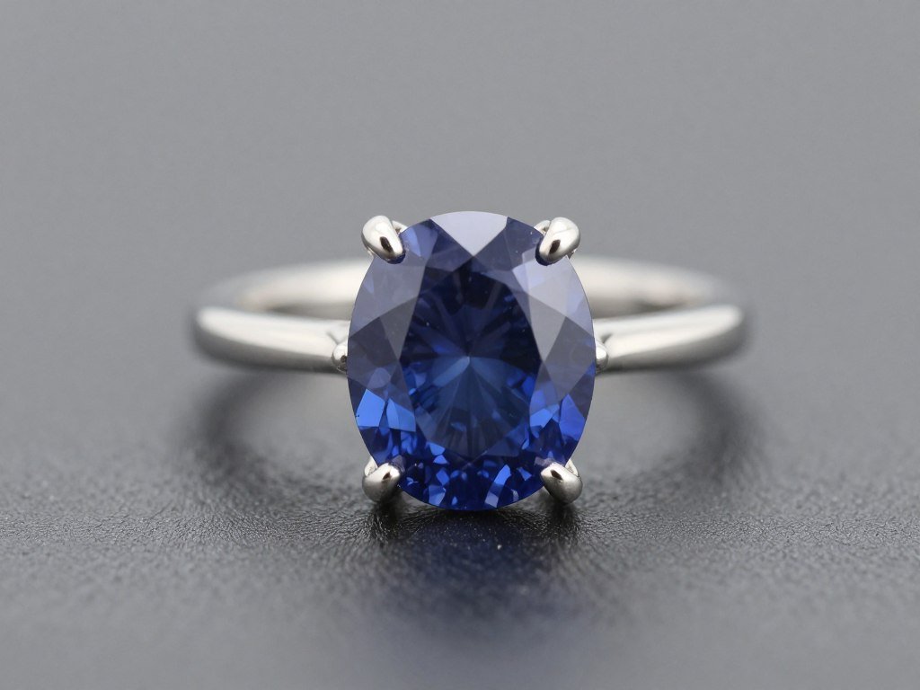 Blue sapphire engagement ring in white gold Blue sapphire engagement ring in white gold