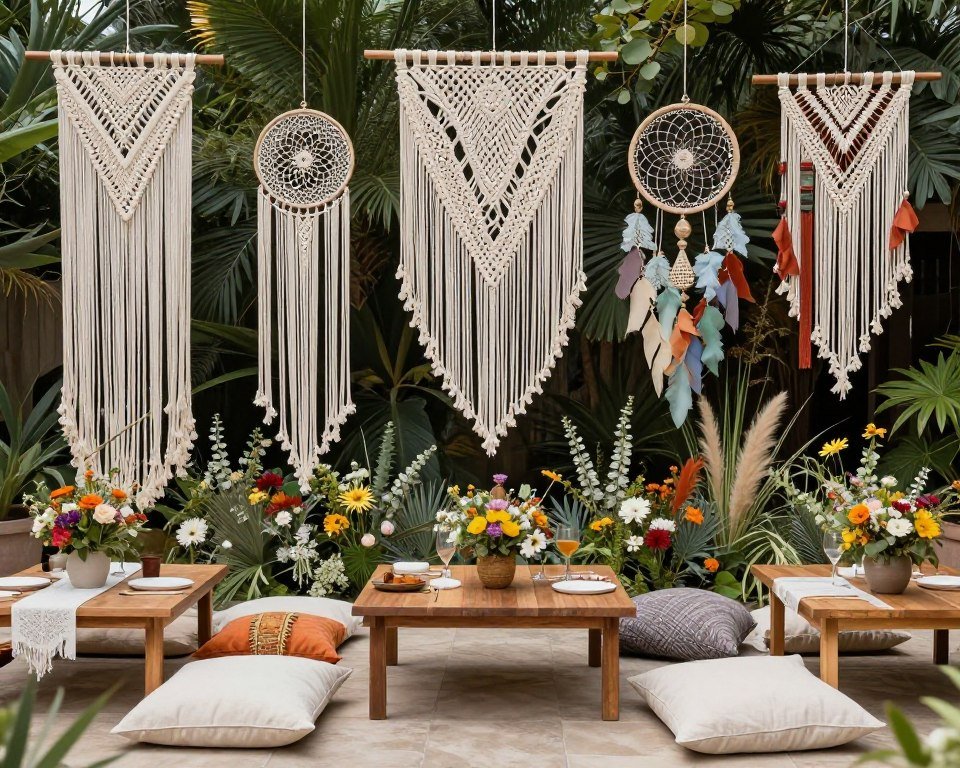 Bohemian-themed wedding with natural organic decorations