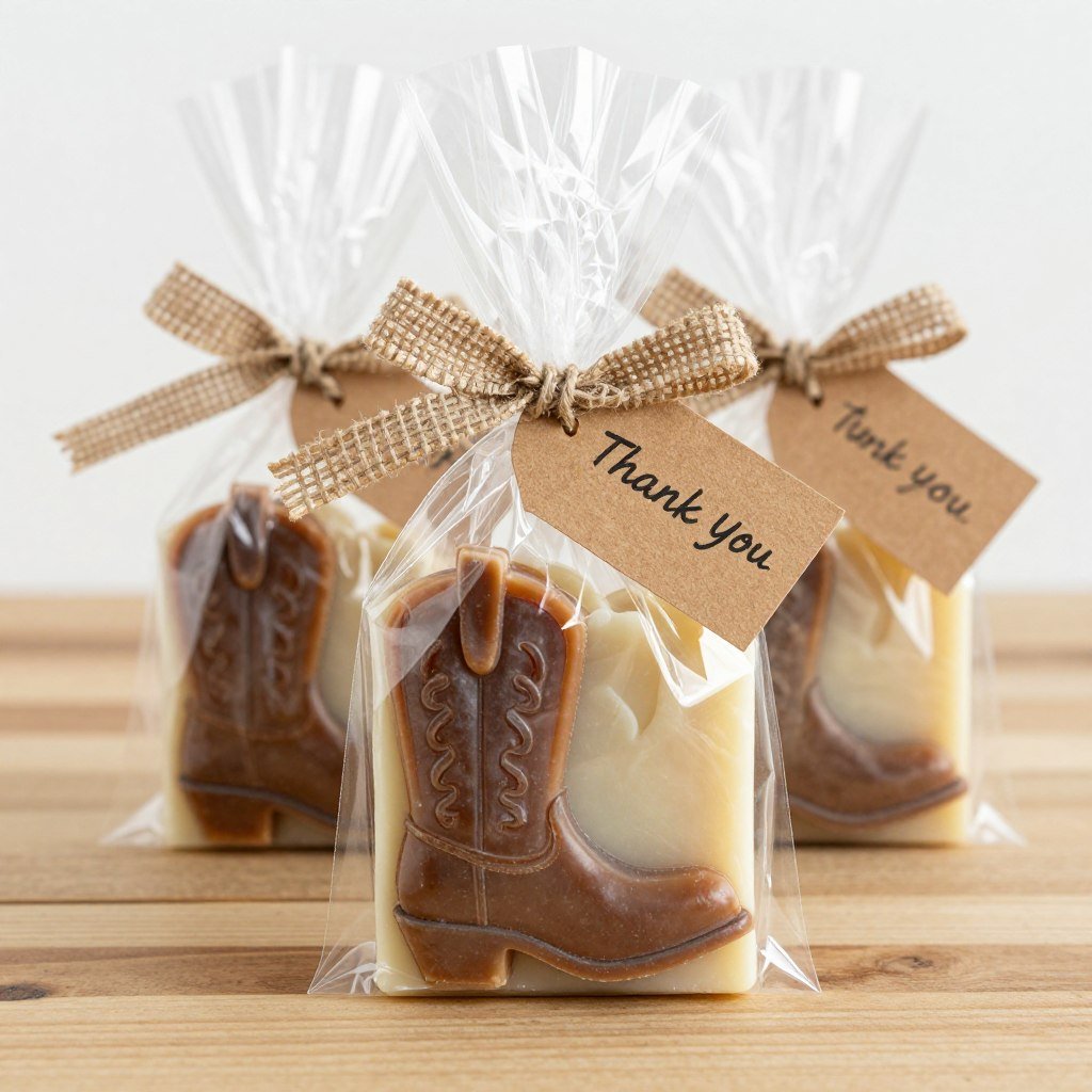 Boot-shaped soap favors with packaging