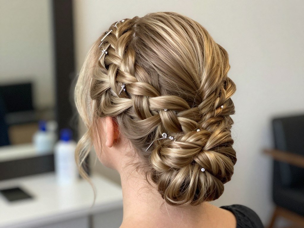 Braided updo for natural hair birthday