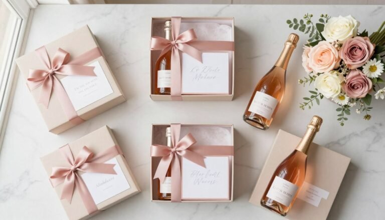 Bridemaids proposals gift ideas featuring elegant gift boxes with personalized items