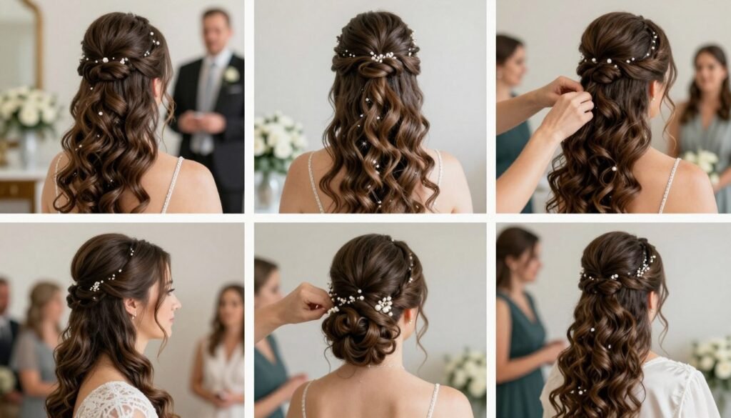 Bridesmaid hair looking fresh from ceremony through reception Bridesmaid hair looking fresh from ceremony through reception