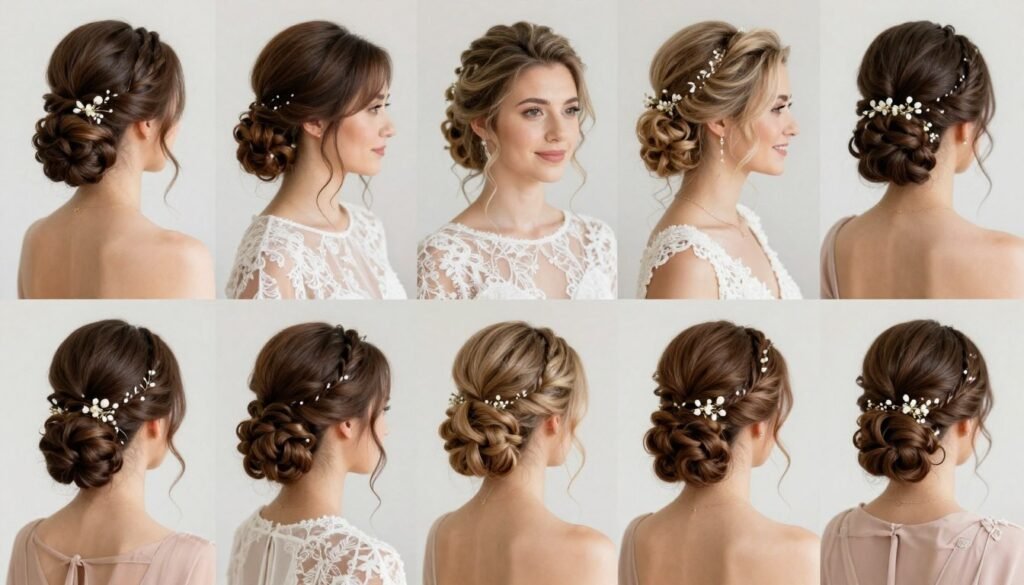 Bridesmaid hairstyles photographed beautifully in various lighting Bridesmaid hairstyles photographed beautifully in various lighting