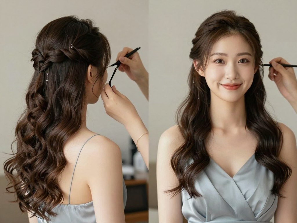Bridesmaid successfully styling her own hair for wedding Bridesmaid successfully styling her own hair for wedding