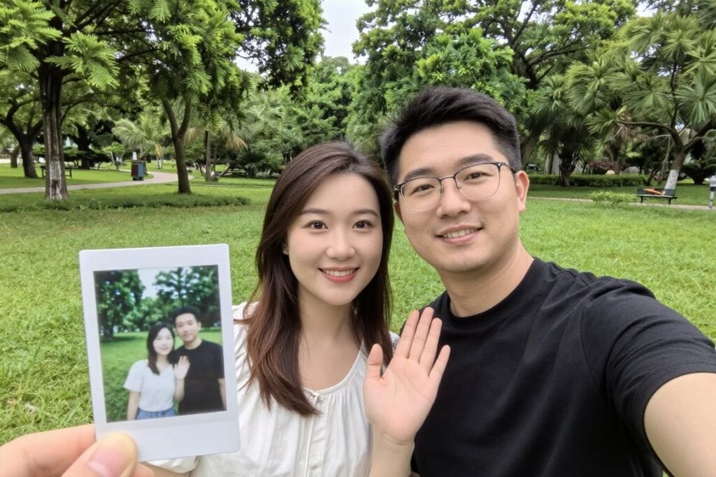 Budget-friendly anniversary photo at free public park location Budget-friendly anniversary photo at free public park location