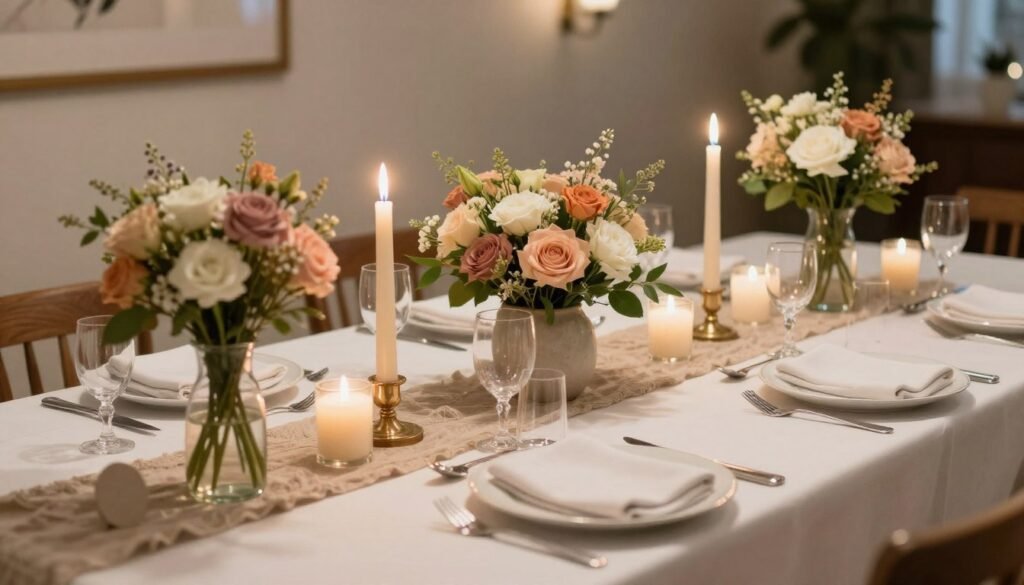 Budget-friendly rehearsal dinner decorations with DIY elements, repurposed items and creative alternatives