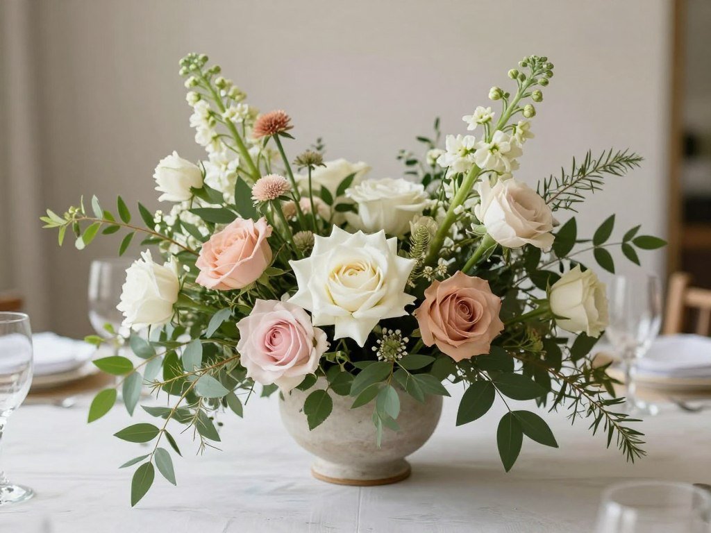 Budget-friendly wedding centerpiece with seasonal flowers