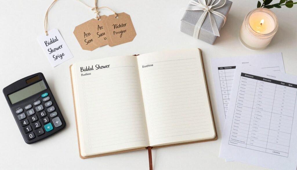 Budget planning for bridal shower with calculator and lists Budget planning for bridal shower with calculator and lists