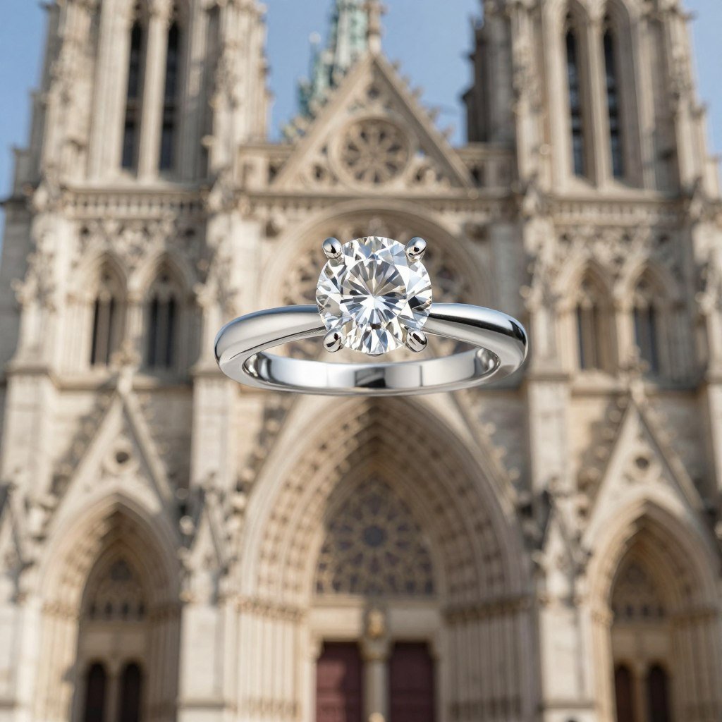 Cathedral setting showing elevated center stone Cathedral setting showing elevated center stone