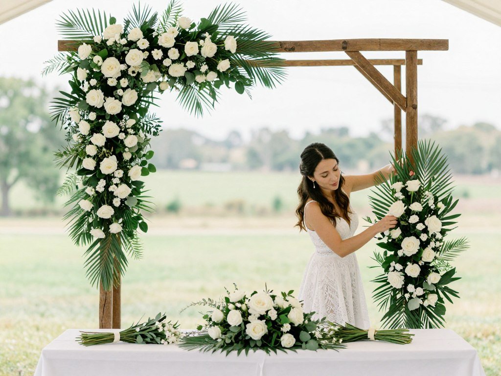 Ceremony flowers repurposed as reception decorations