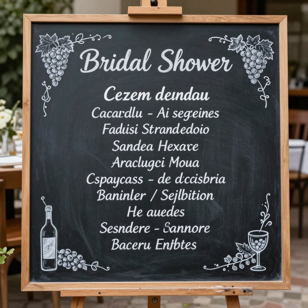 Chalkboard menu sign for Italian bridal shower