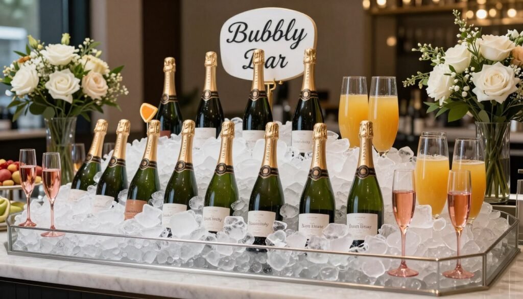 Champagne bar setup for bridal shower