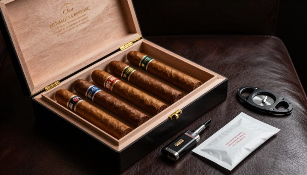 Cigar gift box for groomsmen with cutter and lighter