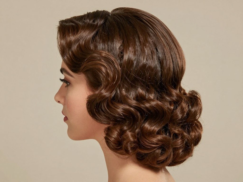 Classic Hollywood waves bridesmaid hairstyle with structured S-pattern curls Classic Hollywood waves bridesmaid hairstyle with structured S-pattern curls