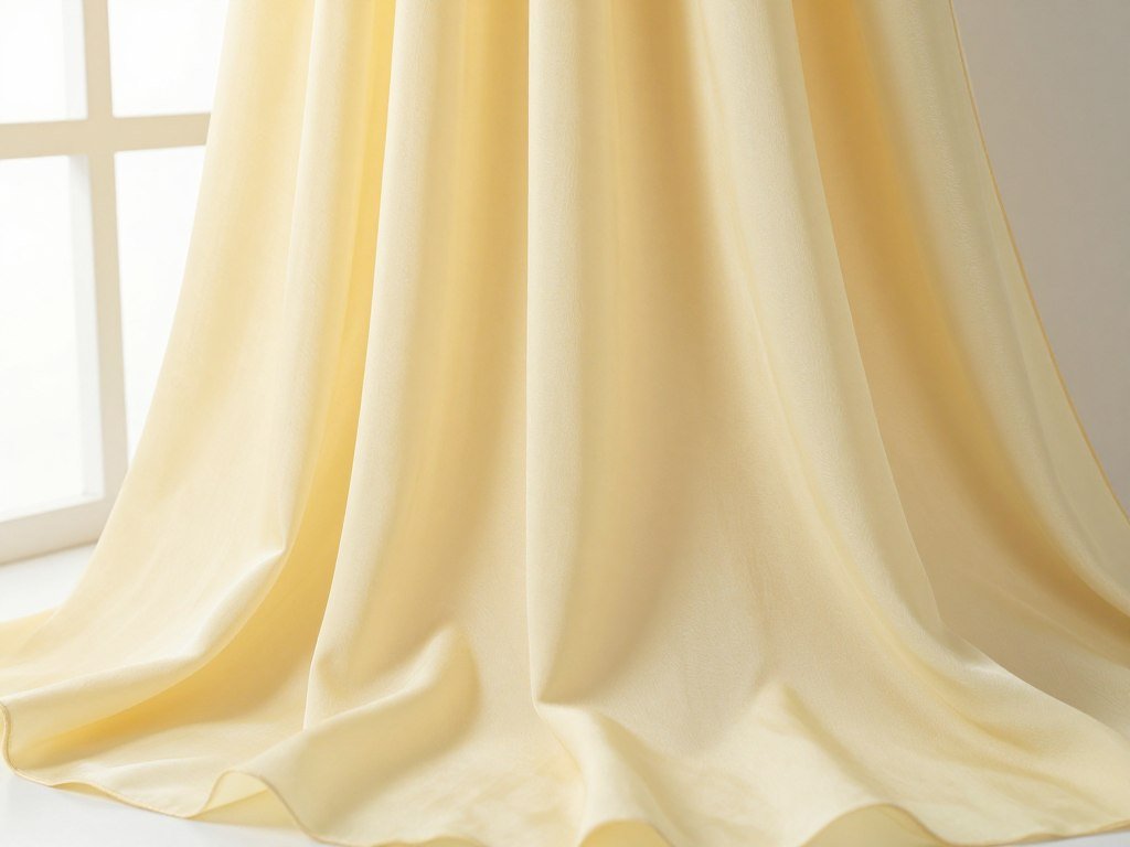 Close-up fabric swatch of butter yellow bridesmaid dress material showing texture and color depth