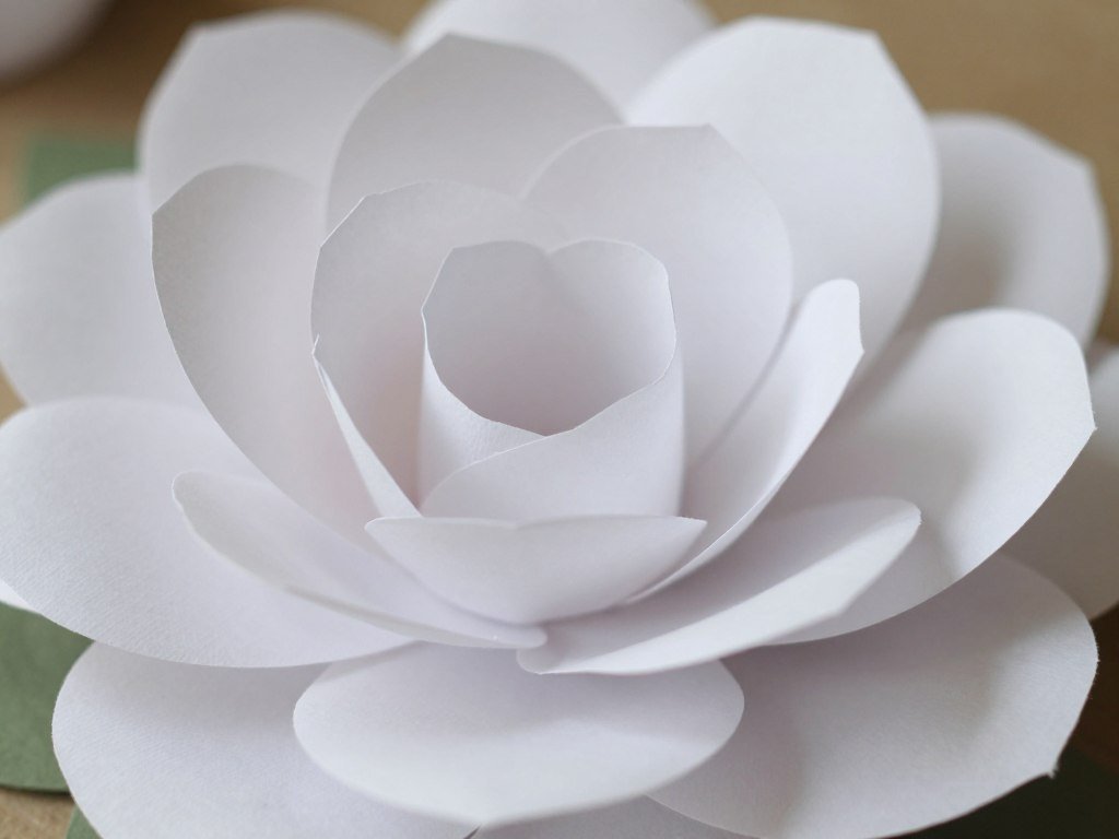 Close up of DIY paper flower showing construction and detail