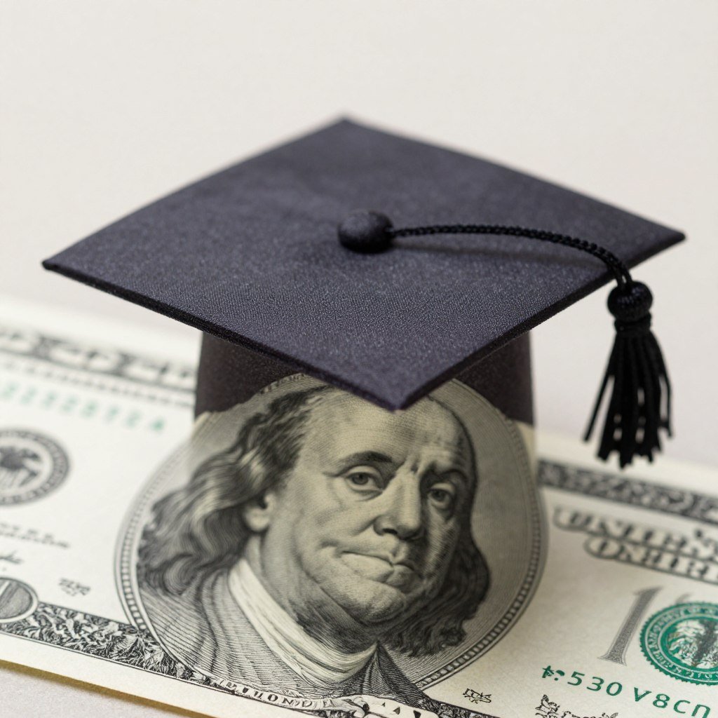 Close-up of folded money graduation cap