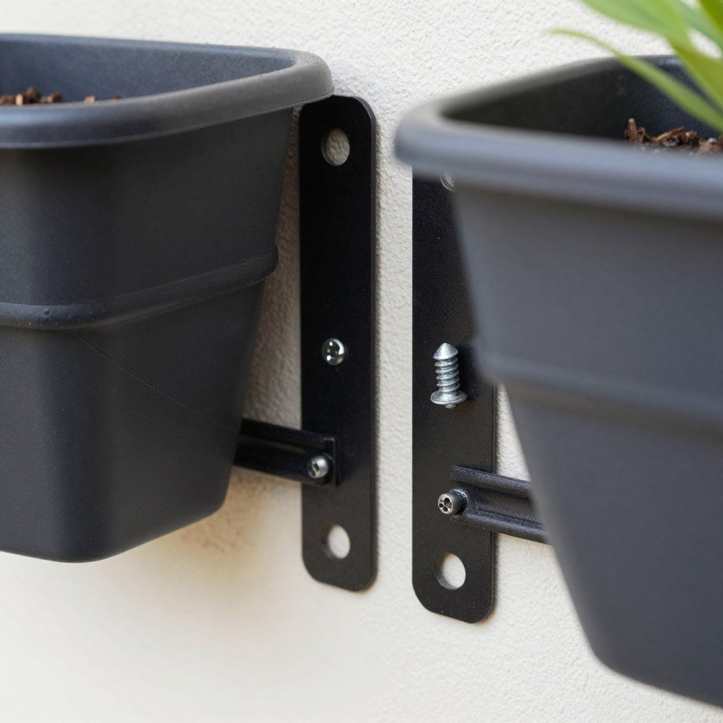 Close-up of properly installed wall planter mounting hardware