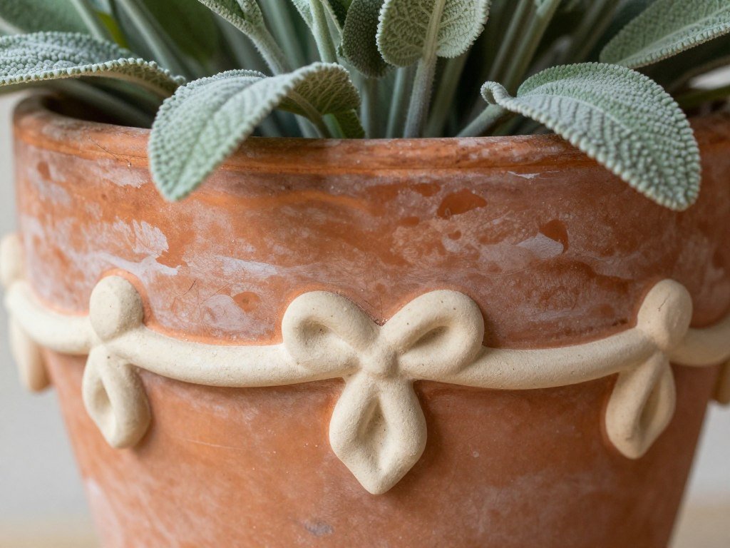 Close up of sage and terracotta bridal shower decoration details