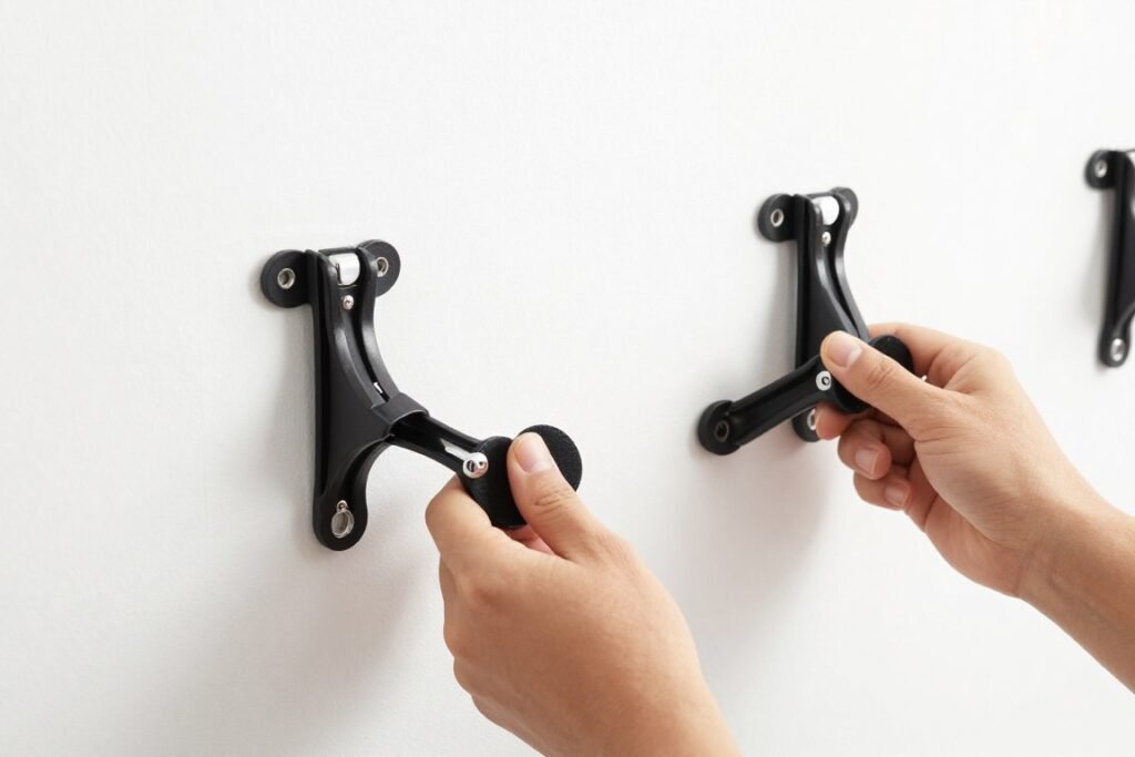 Close-up of secure backdrop mounting methods and hardware Close-up of secure backdrop mounting methods and hardware