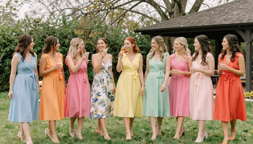 Cocktail length bridesmaid dresses spring casual