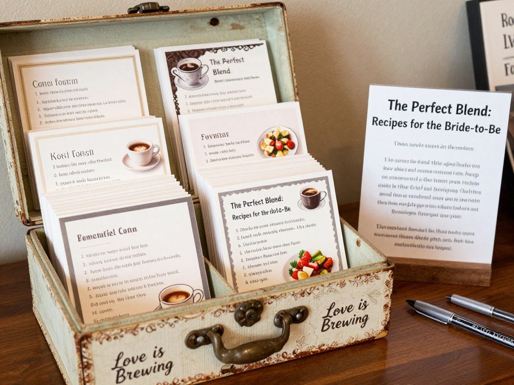 Coffee recipe cards for guests to fill out as love is brewing bridal shower activity